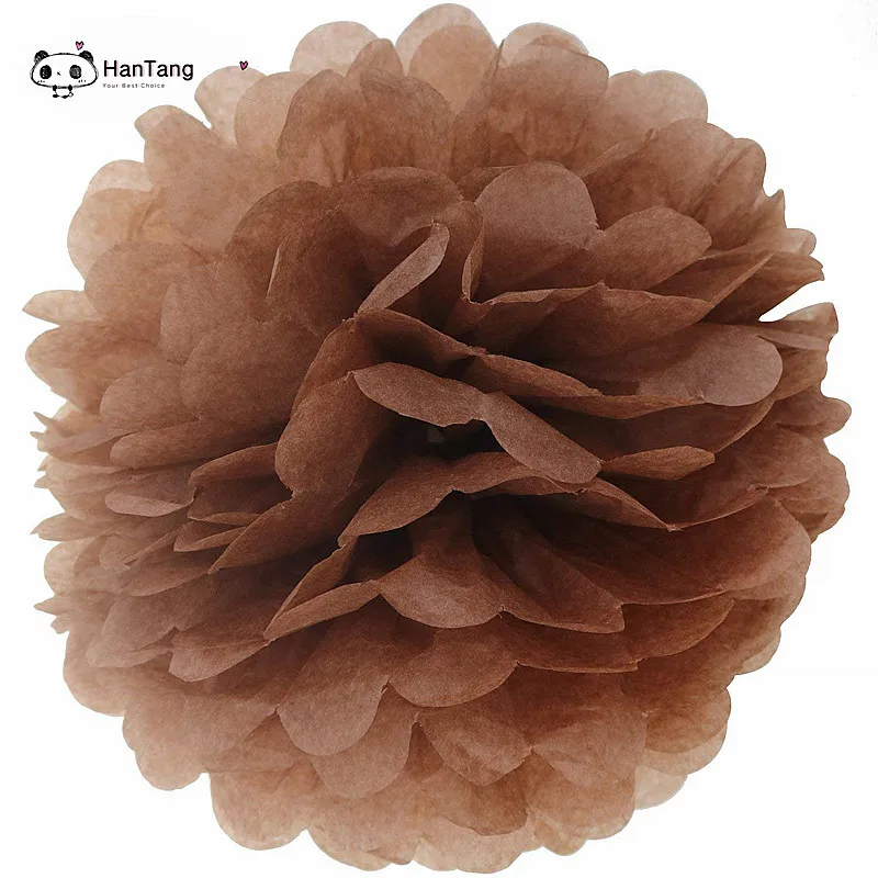 5pcs/Pack 15cm,20cm, White/Light Purple Tissue Paper Pom Poms For Baby Girl Princess Birthday Party Wedding Party Decoration 5z - Цвет: brown