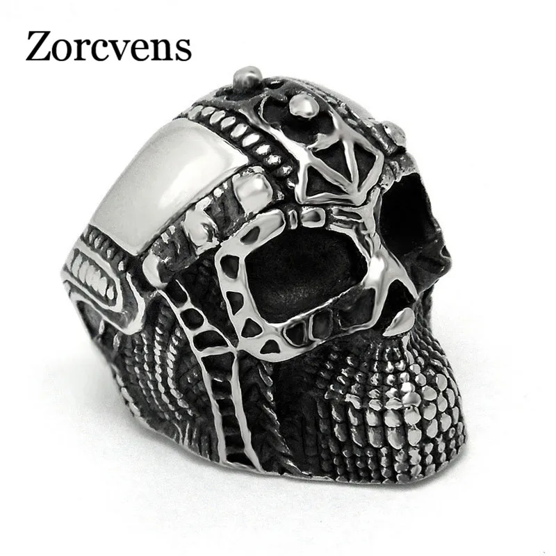 Modyle Vintage Europe Silver-Color Stainless Steel Skull Rings Party Ring Men Ring Rock Punk Horrible Rings