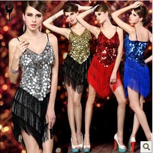 Новое поступление, костюм с юбкой для танцев для взрослых, танцевальная одежда с кисточками и пайетками, сексуальные костюмы на бретельках с низким вырезом Ds