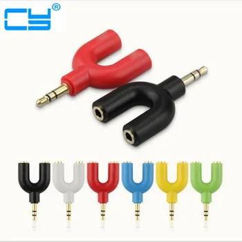 

200pcs/Lot gold plated plug 3.5mm 1 Male To 2 Female Audio Y-Splitter Headphone Earphone Adapter Free shipping by DHL UPS