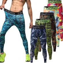 Mens Compression Pants Camo Sports Running Tights Basketball Gym Pants Bodybuilding Jogger Skinny Leggings Trousers