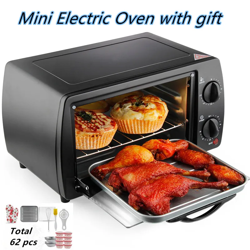 

800W 9l Mini Oven Toaster Household Baking Machine Electric Cake Toaster Baker Multifunctional Baking Oven with gift