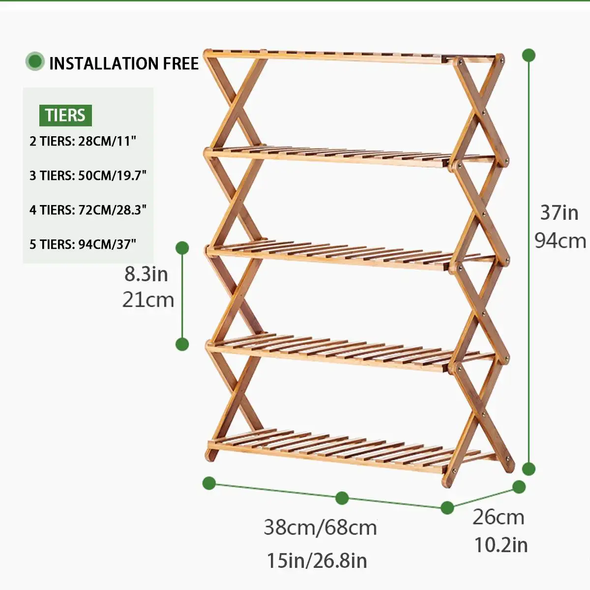 2/3/4/5 Tiers Foldable Natural Plant Stand Flower Pot Decor Shelf Garden Balcony Planter Flower Pot Tray Display Rack