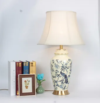 

TUDA New Chinese Style Ceramic Table Lamp For Living Room High Grade Fabric Lampshade Table Lamp Hand Painted Ceramic Table Lamp