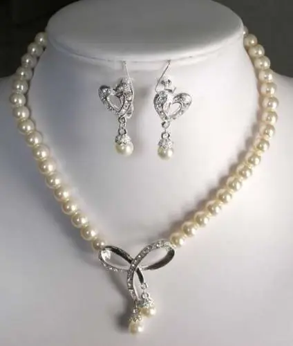 

Free shipping 7-8mm Freshwater Pearl necklace & earring Set 18''^^^@^Noble style Natural