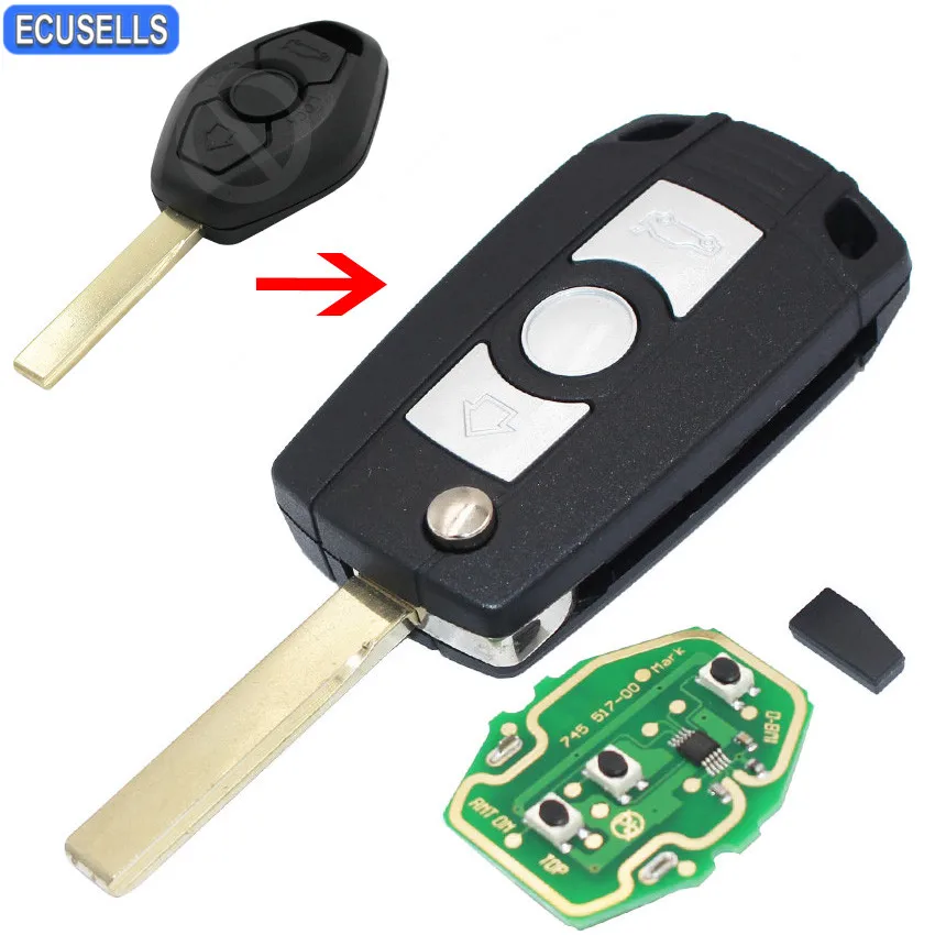 

Folding Remote Key Flip Smart Car Key Fob 315MHz/433MHz For BMW Z3 Z4 X3 X5 E36 3 5 7 525i 330i With ID44 Chip HU92 Uncut Blade
