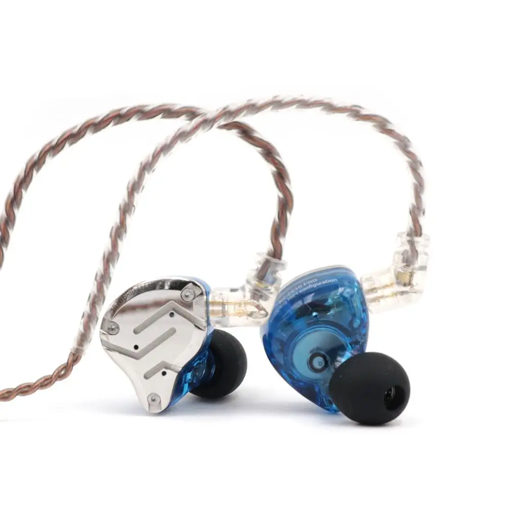 Плотным верхним ворсом KZ ZS10 Pro 4BA+ 1DD 5 в ухо для водителей HiFi наушники из глянцевого металла с Нержавеющая сталь Лицевая панель, 2 контактный съемный кабель - Цвет: Blue with mic