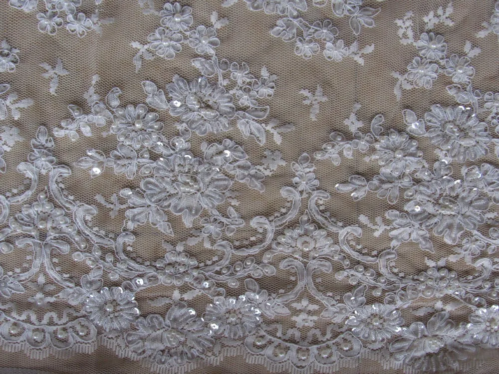 Buy embroidery beads sequins cord lace fabric wedding dress fabric, bridal lace
