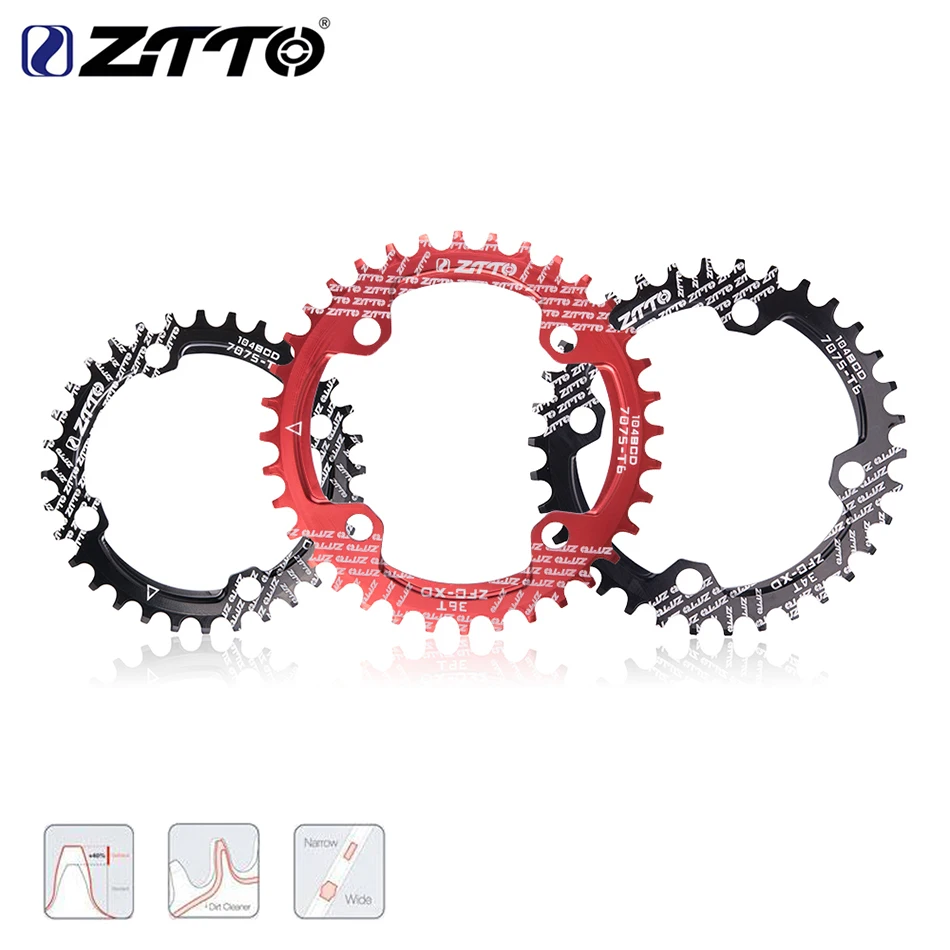 

ZTTO MTB Bike Single Speed 1x System Narrow Wide Crankset chainring 104 BCD Round 32T 34T 36T Fixie Crankset Chainwheel