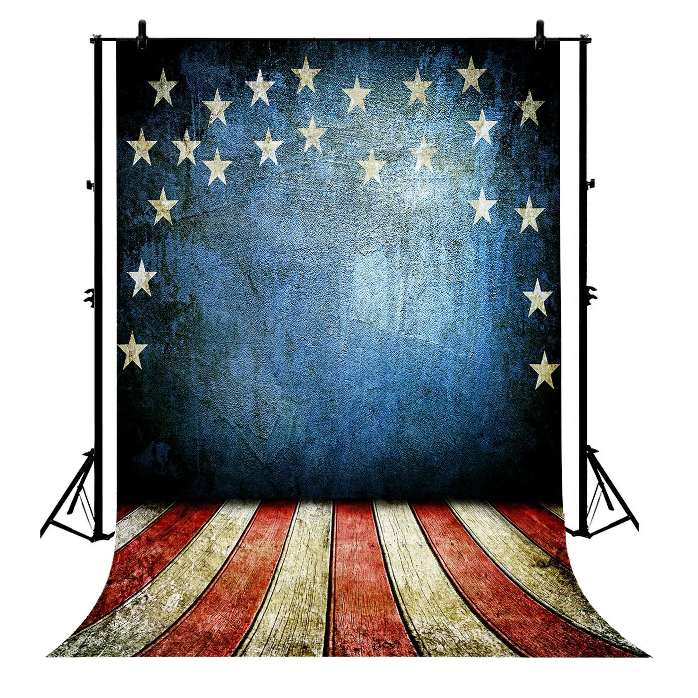 

5x7ft Brick Wall Wood Floor American Flag Independence Day Polyester Photo Background Portrait Backdrop
