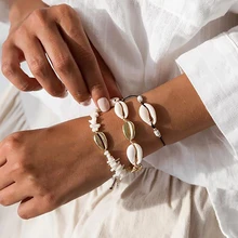 3 шт./компл., модные женские Необычные пляжные бусы, золотой кожаный многослойный браслет, Классический Плетеный набор из браслета с кулоном