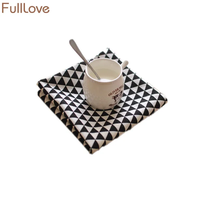 FullLove 2 шт./компл. 50*70 см черный коврик для стола с геометрическим рисунком салфетки