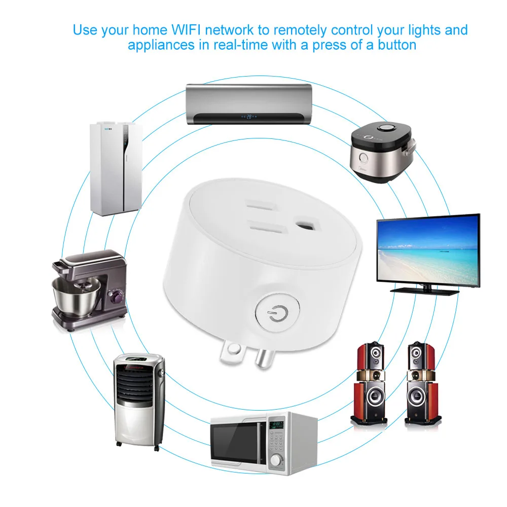 Мини Wifi умная розетка кнопка включения/выключения умная розетка Поддержка приложения дистанционное управление Функция синхронизации Голосовое управление для дома