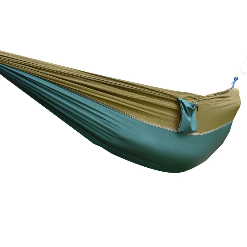 Desert&Fox Outdoor Hammock Nylon Fabrics Double Person Rope Multi-color Hanging Bed with Portable Storage Bag - Цвет: Green Brown