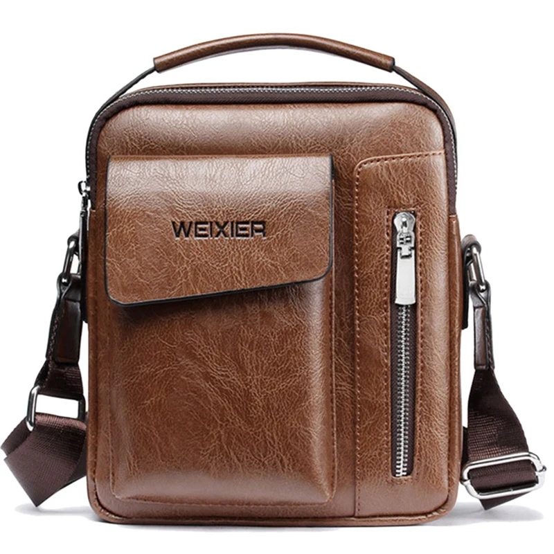 NEW Weixier Vintage Messenger Bag Men Shoulder Bags Pu Leather Crossbody Bags For Men Bags Retro Zipper Man Handbags| | - AliExpress