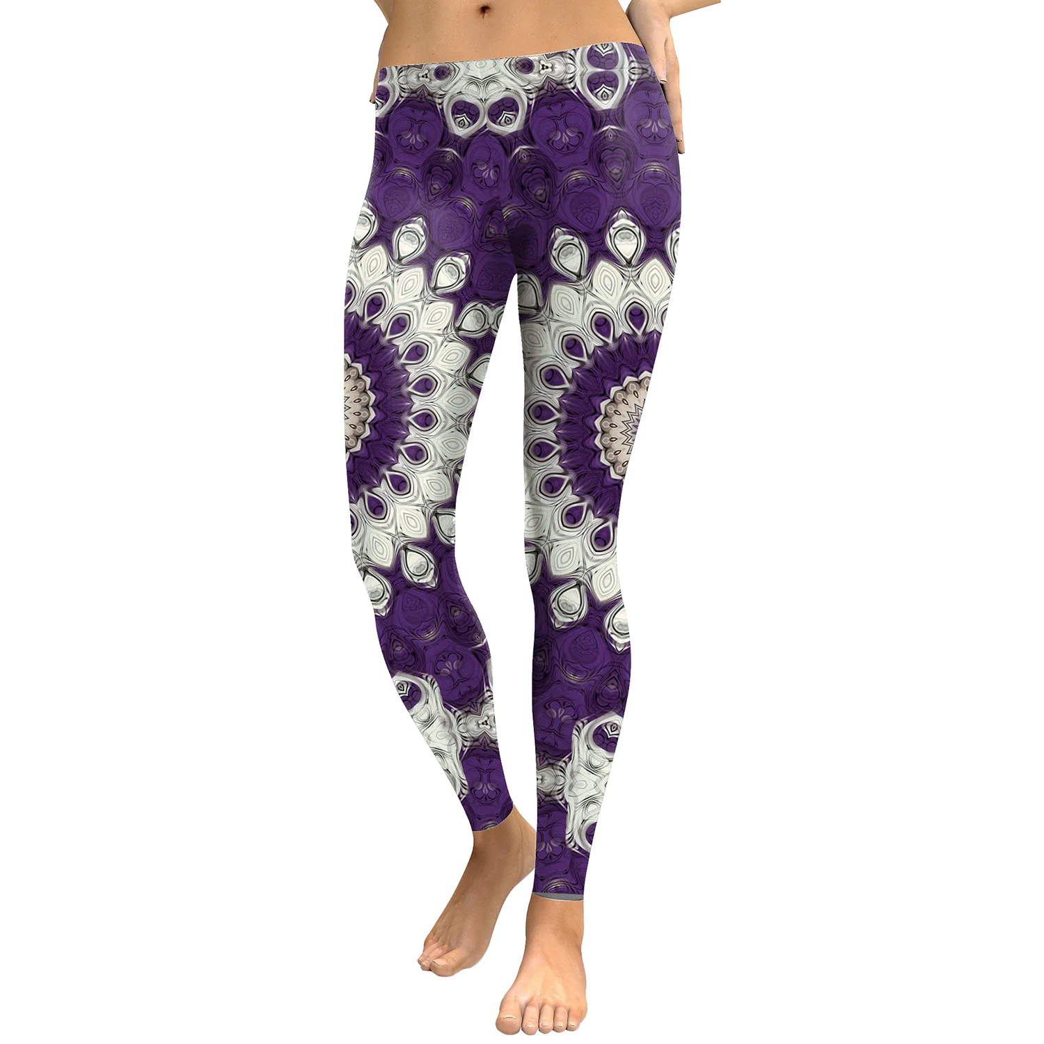 JIGERJOGER 2017 Dark purple Mandala flower Leggings Women
