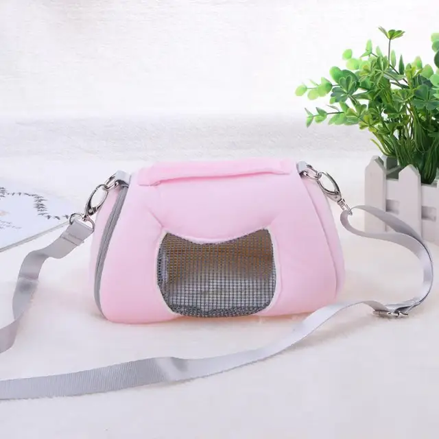 Outdoor Portable Small Pet Carrier Nest Bag Breathable Fleece Mesh Small Breed Hamster Rabbit Carrier Case Shoulder Bag