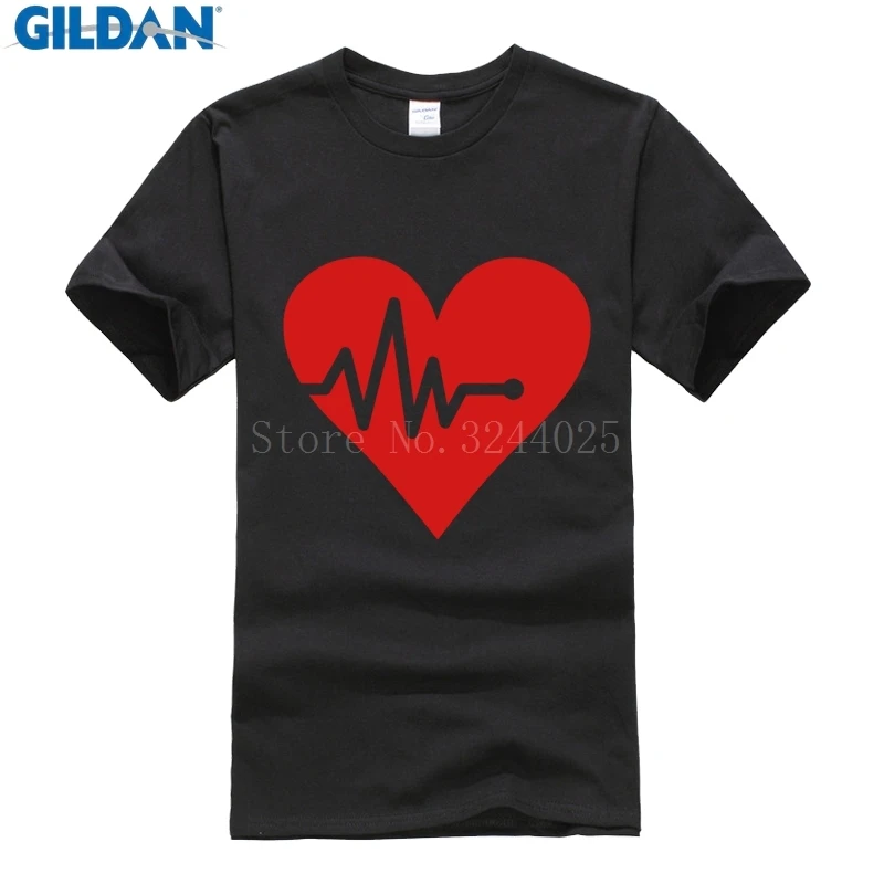 

China Top Online Sales Round Neck Gildan Tee Shirt Heart Rate Men's T-Shirt Heart Heartbeat T Shirt Men 2017