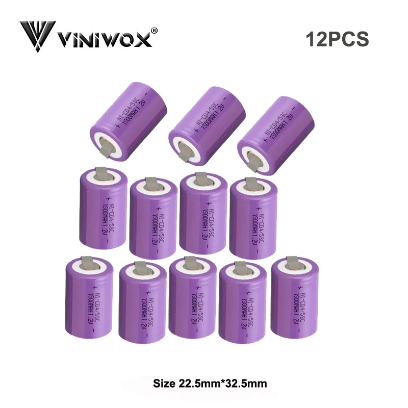 4/5SC 1500mAh 1,2 V аккумуляторные батареи Ni-CD для электрический фонарик вентилятор Электроинструмент никель кадмиевая батарея сотовые все инструменты аккумулятор - Цвет: 12PCS