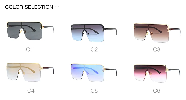 HBK негабаритные Квадратные Солнцезащитные очки в стиле ретро солнечные очки с полуободковой с большой оправой Для женщин Для мужчин дизайн градиент плоский объектив UV400