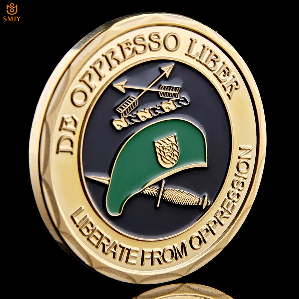 Армейский зеленый берет Oppresso Liber, свободный от угнетения США спецназ позолоченный вызов коллекция монет
