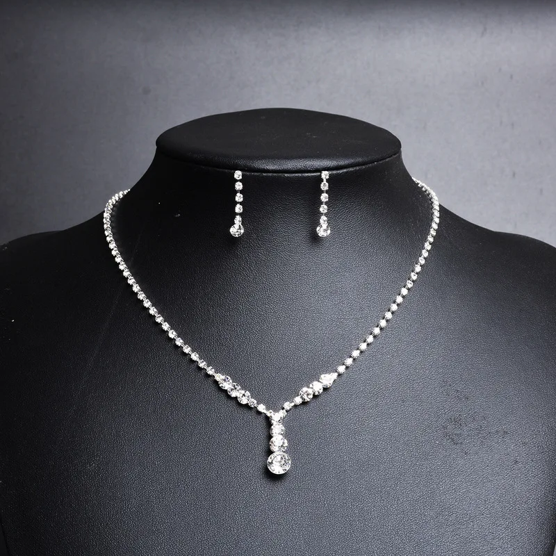 Jewelry &amp Accessories Fashion Sets. Bridal jewelry Wedding Zircon necklace earrings set | Украшения и аксессуары