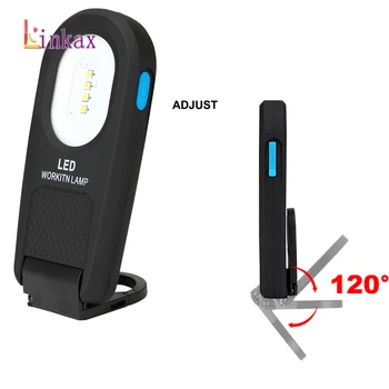 

USB Charging 4 SMD + LED Work Light Ultra-bright LED Flashlight 4 Modes 0-120 Degrees Adjustable Torch Lamp Magnetic Hook Light