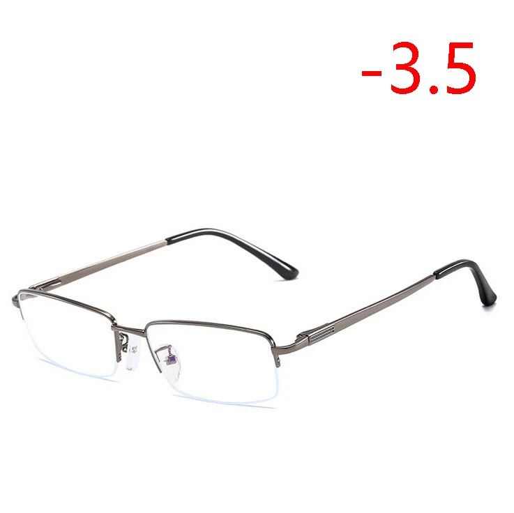 Myopia 350 1,56 асферические линзы полуоправа бизнес очки для близорукости с градусом Ретро Металлические квадратные близорукие очки 0~-4,0 - Цвет оправы: Myopia 350