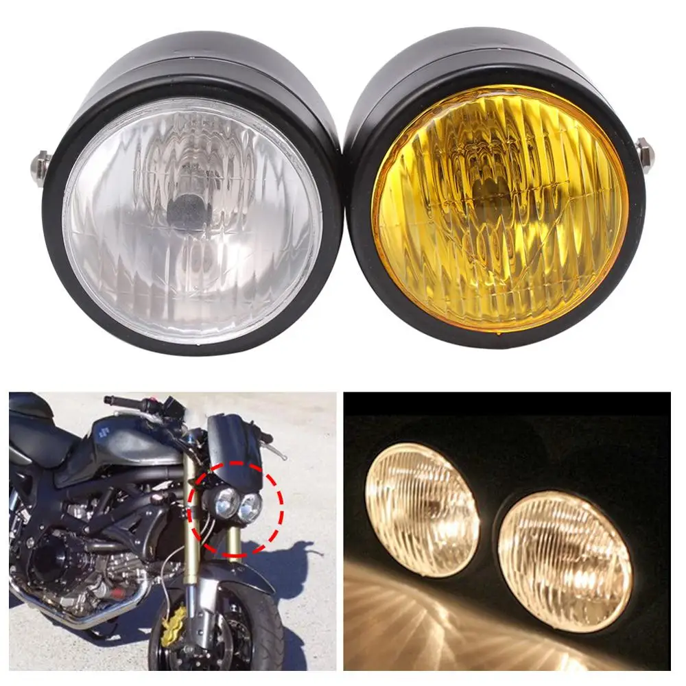 Мотоцикл Cafe Racer ретро двойной держатель фары вилка двойная передняя фара для Harley
