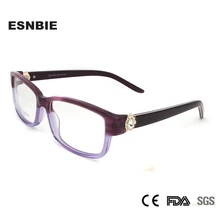 Для женщин Acetato кадр очки горный хрусталь очки Для женщин рамки квадратный модных оправ для очков нет степень Óculos De Sol