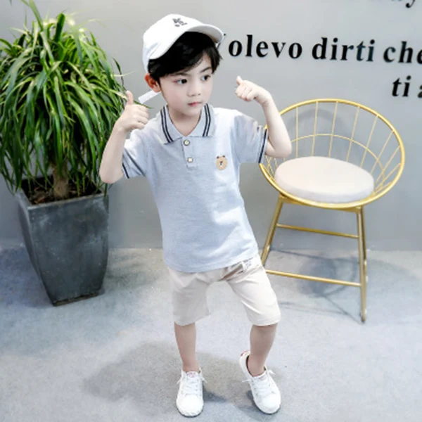 Boys Summer Clothes Sets Toddler Baby T-shirt+Pant 2pcs Kids Outfit Tracksuit For 1 2 3 4 5 Years Boys Costume Children Clothing - Цвет: gray