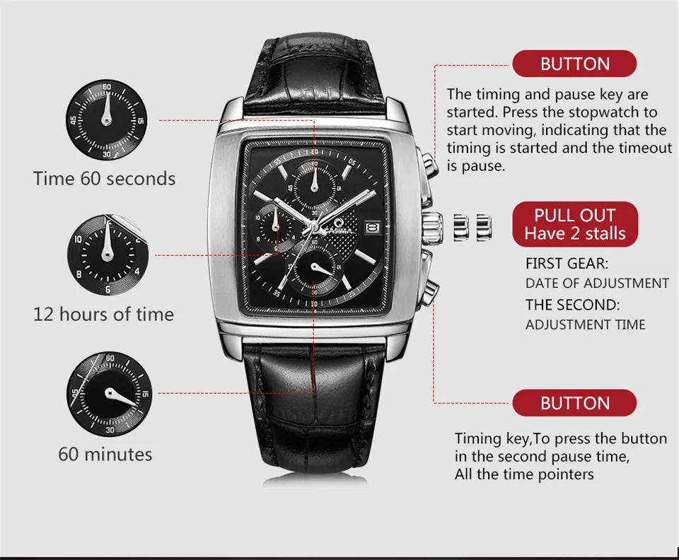 Элитный бренд часы для мужчин Мода Досуг платье в деловом стиле кварцевые наручные часы водонепроница CASIMA #5115