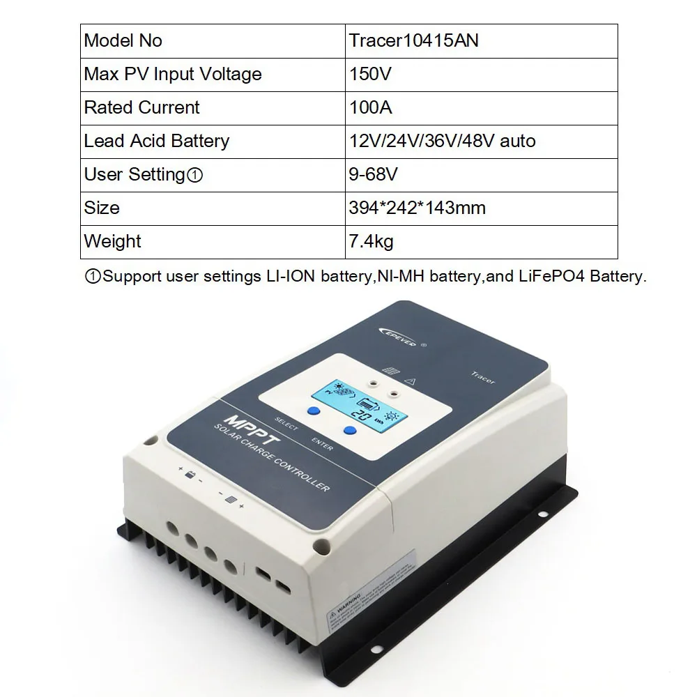Tracer10415AN 100A MPPT контроллер солнечного заряда tracer 10415AN tracer 10420AN регулятор заряда батареи 100 Ампер 10415AN 10420AN tracer lcd - Цвет: Tracer10415AN