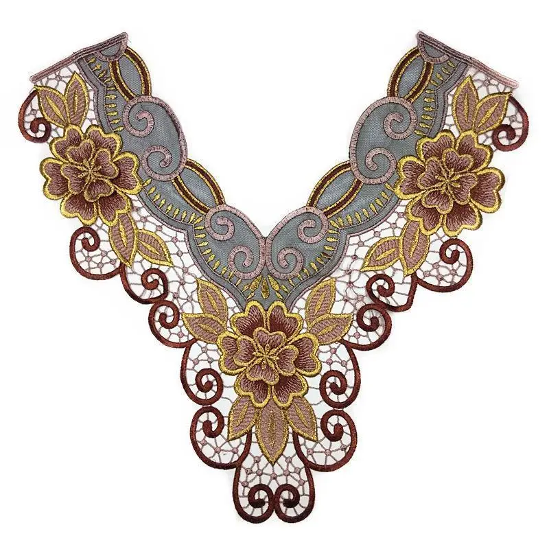 Venise Floral Embroidered Neckline Neck Collar Clothes Trim Sewing
