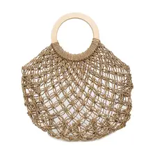 Новинка, модная женская сумка ручной работы, соломенная плетеная Сумка с круглой ручкой и кольцом, Большая вместительная летняя пляжная сумка, BS88
