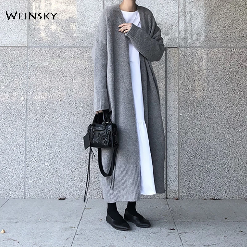 

Weinsky Casual Women Knitted Long Oversized Sweaters And Cardigans Ladies Autumn And Winter 2019 Sweaters Fashion
