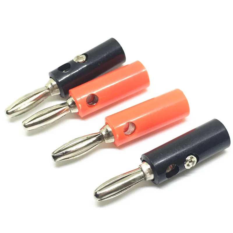 10Pcs 4mm Male Banana Plug Jack Screw-type Black & Red Wire Audio Speaker Cable Connector 2