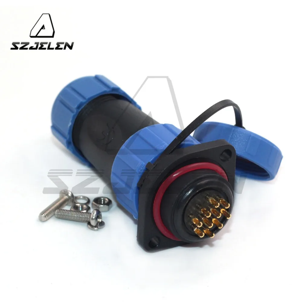 SP21 series Waterproof 10 pins High voltage connector IP67 flange round