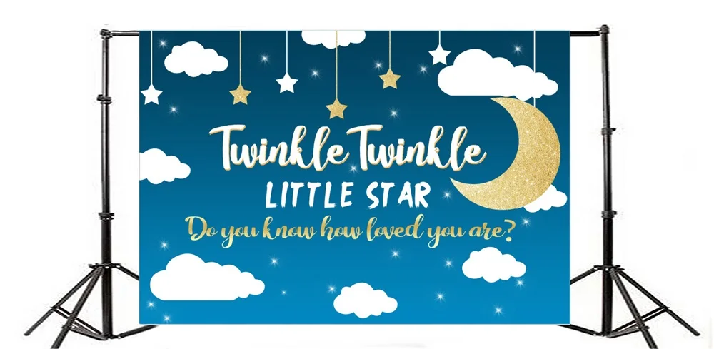 Laeacco Twinkle Stars Crescent Moon Clouds Baby Party Photography Backgrounds Customized Photographic Backdrops For Photo Studio