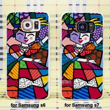 Romero Britto cat Romero Brito dancer case capa para Samsung Galaxy s3 s4 s5 s6 s6edge s7 s7edge plástico branco