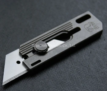 Titanium TC4 70mm Cutter Spring Sliding Blade Pocket Knife Stone washed Shell Surface with Trapezoid Blade
Titanium TC4 70mm Cutter Spring Sliding Blade Pocket Knife Stone washed Shell Surface with Trapezoid Blade