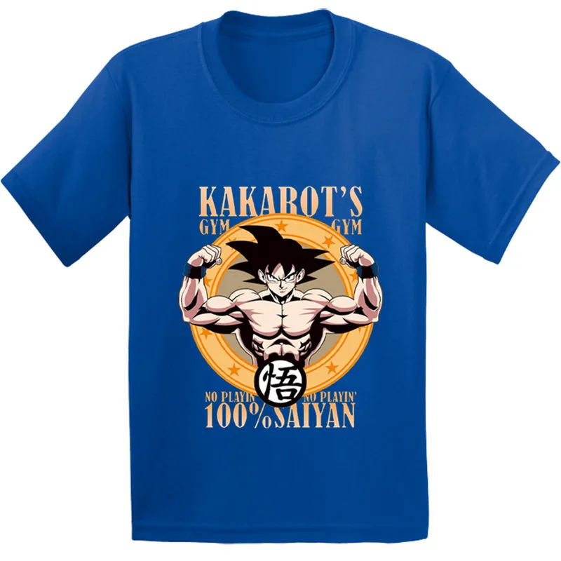 

100% Cotton,Dragon Ball Z Super Saiyan Muscle Goku Pattern Kids T shirt Baby Funny Clothes Boys/Girls Casual T-shirt,GKT263