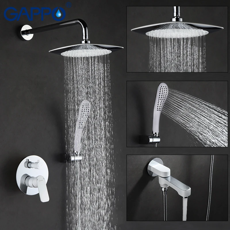 GAPPO Wall bathroom shower faucet set bronze rainfall ...