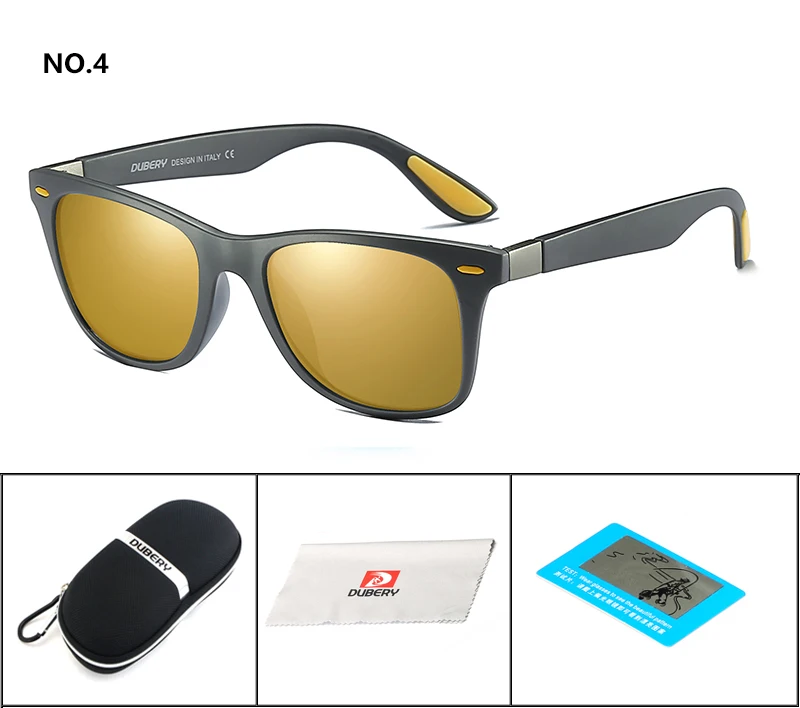DUBERY Новые поляризованные мужские солнцезащитные очки бренда класса «Люкс» дизайнерские солнцезащитные очки для вождения рыбалки зеркальные линзы с покрытием очки - Цвет линз: B4