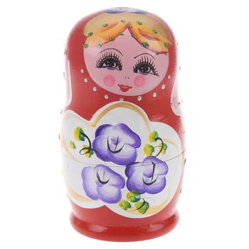 

WOTT Best Sale Beautiful Wooden Russian Nesting Dolls Matryoshka Doll Set - 5 pcs/set Red