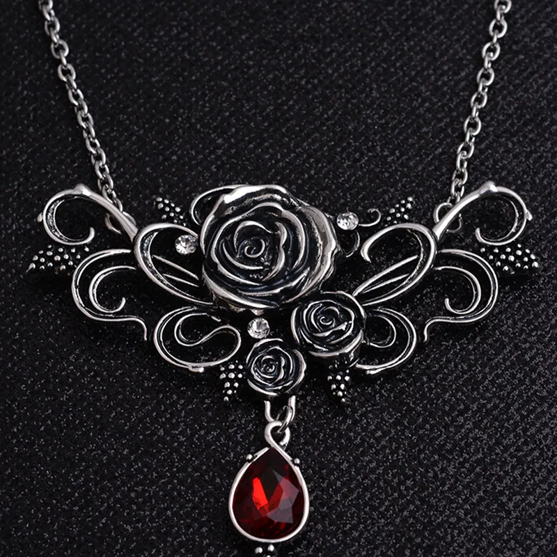 Винтажное ожерелье в виде колючей розы на Хэллоуин для женщин, готическое ювелирное изделие, хрустальное ожерелье с подвеской, модные женские аксессуары