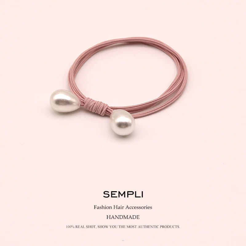 

High Elastic Rope Adult Elastic Hair Bands Hair Accessories For Women's Drop of Pearl Solid Lady Hair Scrunchies Rubber Hairband
