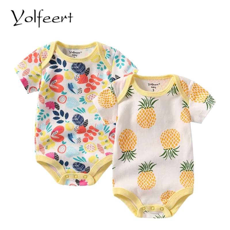 Yolfeert 2 шт./лот короткий рукав 3-18 м детское боди для новорожденных для маленьких мальчиков летняя одежда детское тело боди DR02219