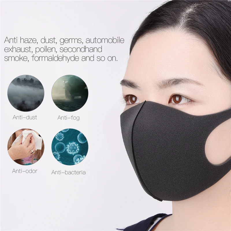 6 шт., 9 шт., 12 шт., 3D черная маска для рта, для взрослых, анти-Дымчатая губка, дышащая маска, модный стиль, защита от пыли, Ветрозащитная маска для рта, грипп