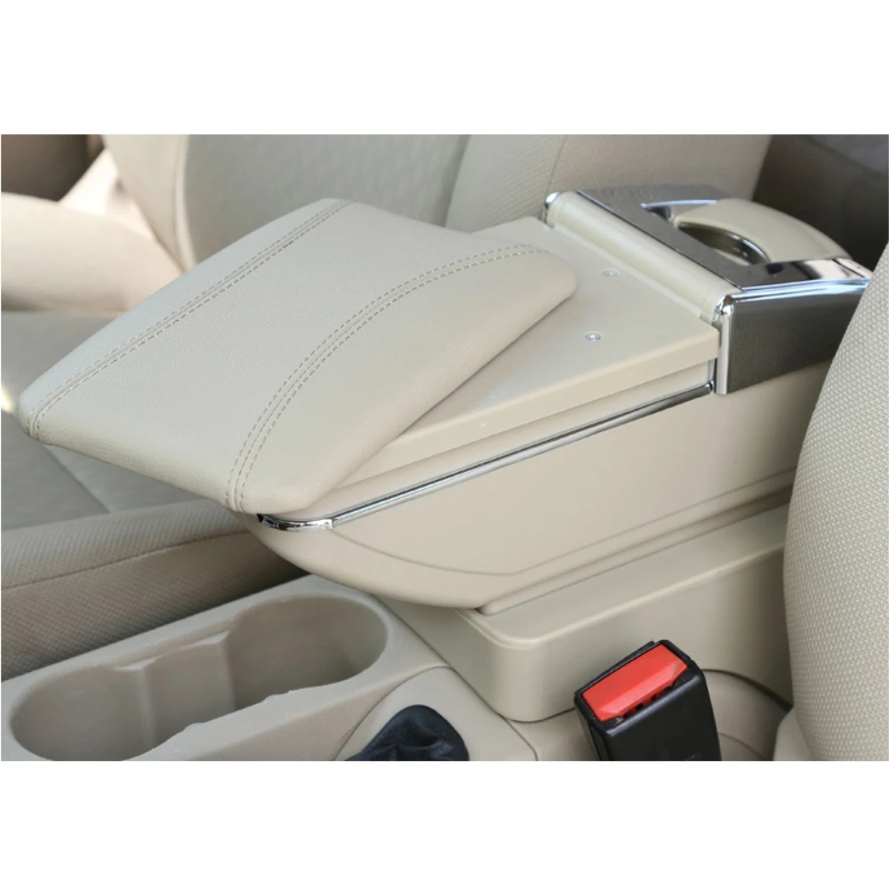 For Toyota Yaris 2006-2011 Car Center Console Armrest Storage Box Accessories With Cup Holder And Removable Ashtra Black With Red line